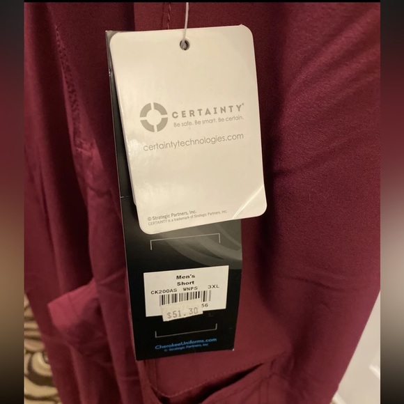 New Cherokee Infinity Burgundy Wine  3XL Men scrub pants bottoms CK200AS short - Picture 5 of 12